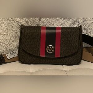Michael Kors Women’s Logo Belt Bag With Stripe Sz.S/M  Brown NWT🤎